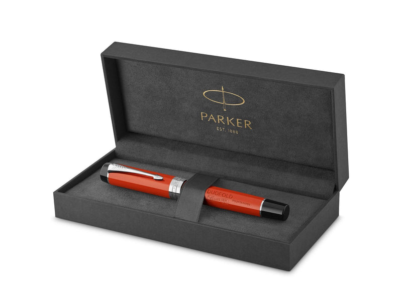 Parker Duofold Classic Füller | Big Red Vintage | Größe Centennial | Füllfederhalter mit mittlere Feder aus Massivgold | schwarz