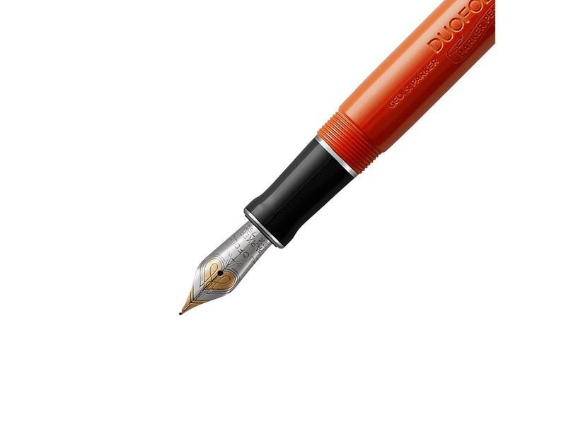 Parker Duofold Classic Füller | Big Red Vintage | Größe Centennial | Füllfederhalter mit mittlere Feder aus Massivgold | schwarz
