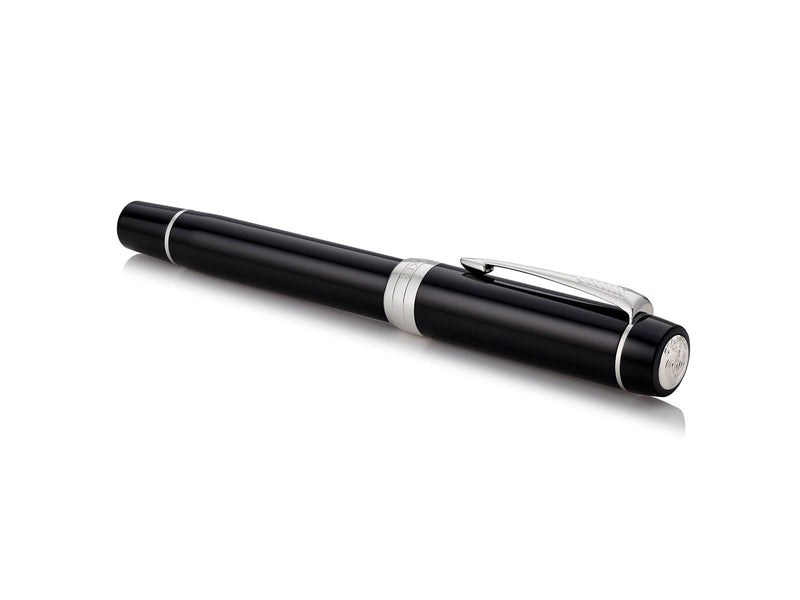 Parker Duofold Classic Füller | Schwarz mit palladium-beschichteten Zierteilen | Größe Centennial | Füllfederhalter mit mittlere