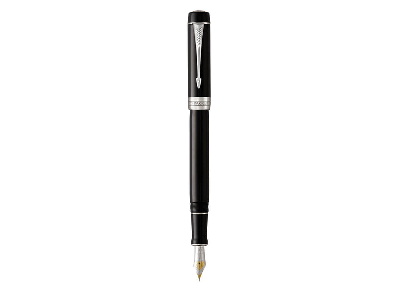 Parker Duofold Classic Füller | Schwarz mit palladium-beschichteten Zierteilen | Größe Centennial | Füllfederhalter mit mittlere