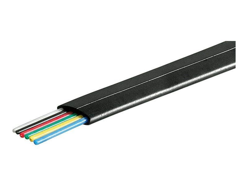 Pro Telephone flat cables 6-core 100 m reel AWG 30. - Schwarz - 100 meter