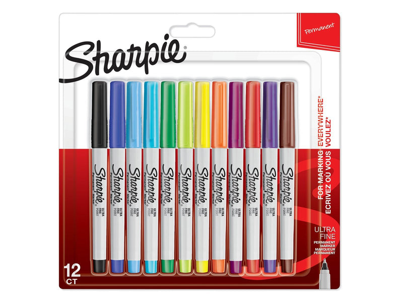 Sharpie Permanent Marker | Marker Stifte mit ultra-feiner Spitze | gemischte Farben | 12 Stück Market Set