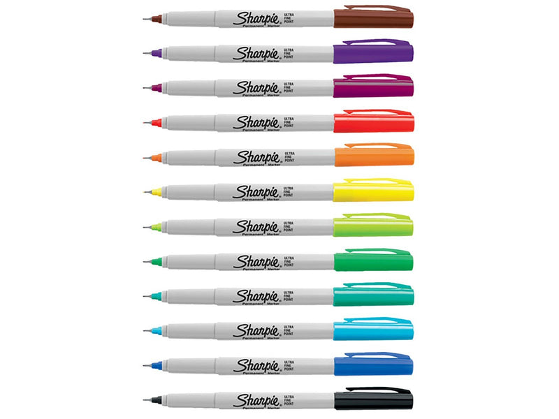 Sharpie Permanent Marker | Marker Stifte mit ultra-feiner Spitze | gemischte Farben | 12 Stück Market Set