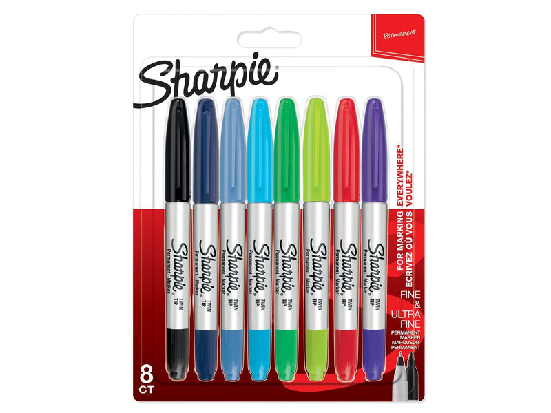 Sharpie Doppelseitiger Permanent Marker | Marker Stifte mit Doppelspitze (Fein & ultrafein) | gemischte Farben | 8 Stück