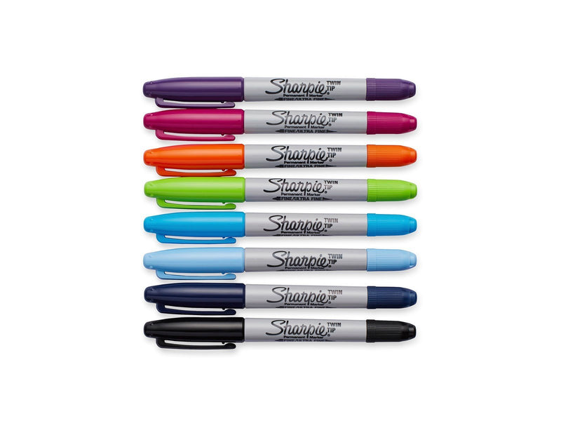 Sharpie Doppelseitiger Permanent Marker | Marker Stifte mit Doppelspitze (Fein & ultrafein) | gemischte Farben | 8 Stück