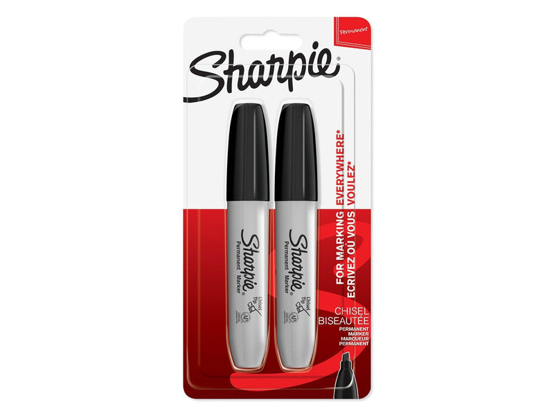 Sharpie Permanentmarker mit Keilspitze | schwarz | 2 Stück