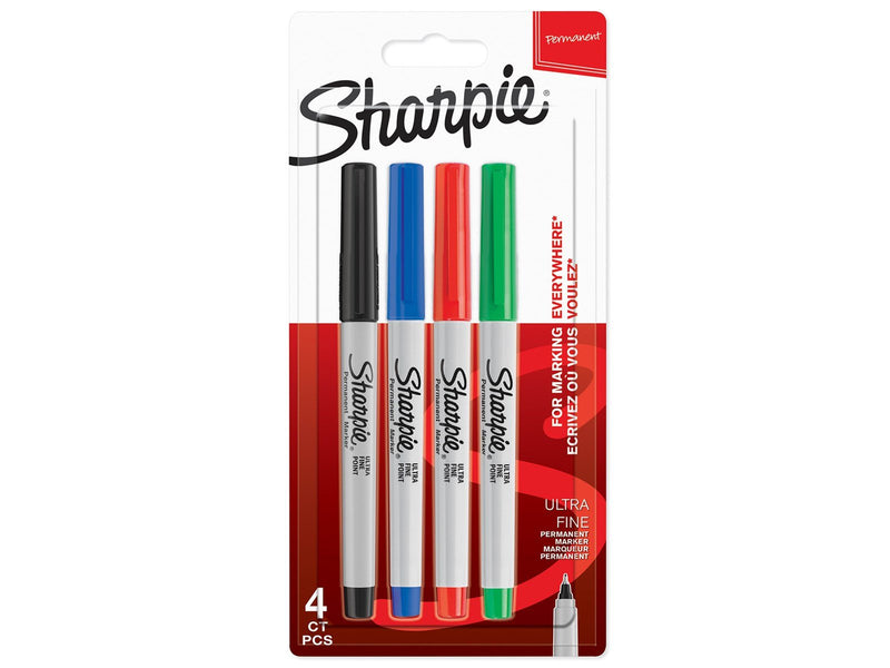 Sharpie Permanent Marker | Marker Stifte mit ultra-feiner Spitze | gemischte Standardfarben |  4 Stück