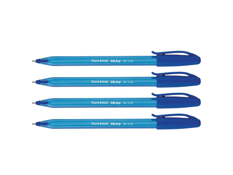 Paper Mate InkJoy 100ST Kugelschreiber | mittlere Spitze (1,0 mm) | Blau | 4 Stück