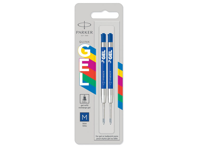 Parker Jotter Originals Nachfüllminen mit Geltinte | blaue Geltinte Nachfüllungen | mittlere Schreibspitze mit (0,7 mm) | 2 Stüc