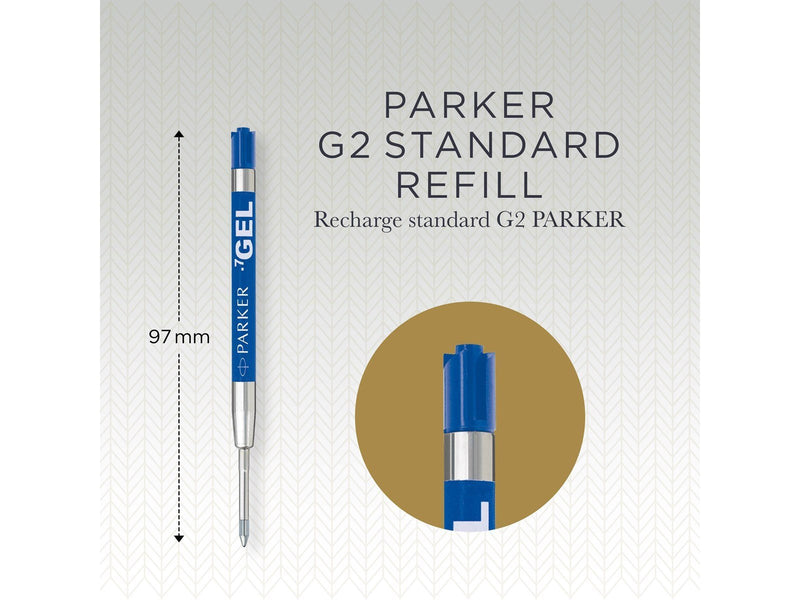 Parker Jotter Originals Nachfüllminen mit Geltinte | blaue Geltinte Nachfüllungen | mittlere Schreibspitze mit (0,7 mm) | 2 Stüc