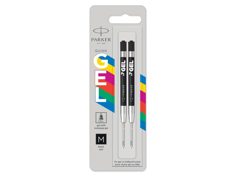 Parker Jotter Originals Nachfüllminen mit Geltinte | schwarze Geltinte Nachfüllungen | mittlere Schreibspitze mit (0,7 mm) | 2 S
