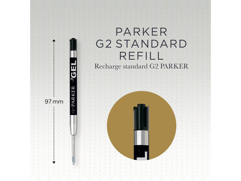 Parker Jotter Originals Nachfüllminen mit Geltinte | schwarze Geltinte Nachfüllungen | mittlere Schreibspitze mit (0,7 mm) | 2 S