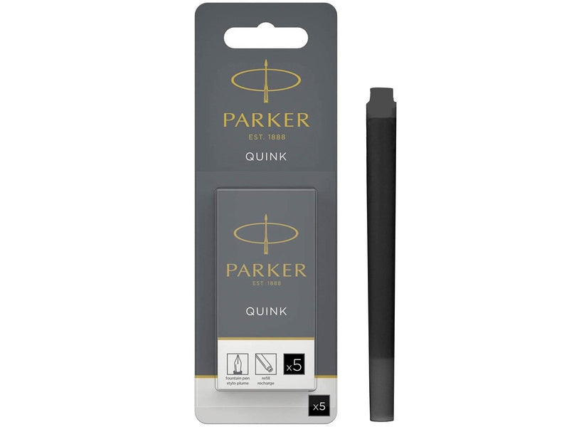 Parker Tintenpatronen für Füller | lange Patronen | schwarze QUINK Tinte | 5 Stück (Blister-Packung)