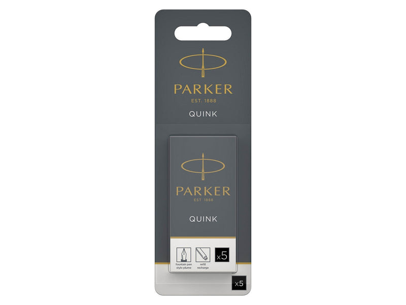 Parker Tintenpatronen für Füller | lange Patronen | schwarze QUINK Tinte | 5 Stück (Blister-Packung)