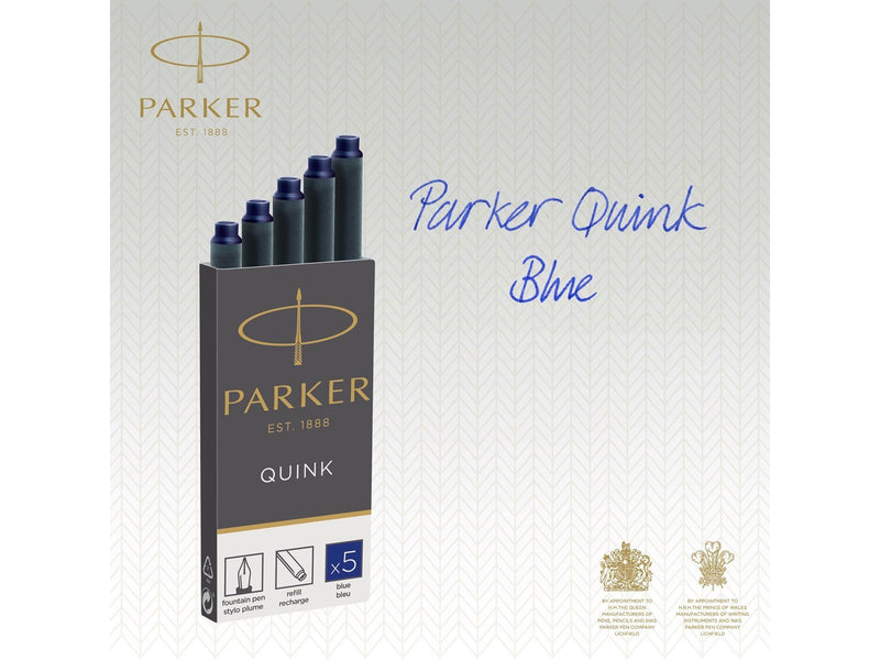 Parker Tintenpatronen für Füller | lange Patronen | blaue QUINK Tinte | 5 Stück (Blister-Packung)