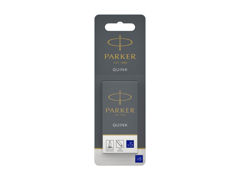 Parker Tintenpatronen für Füller | lange Patronen | blaue QUINK Tinte | 5 Stück (Blister-Packung)