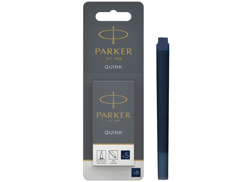 Parker Tintenpatronen für Füller | lange Patronen | blauschwarze QUINK Tinte | 5 Stück (Blister-Packung)