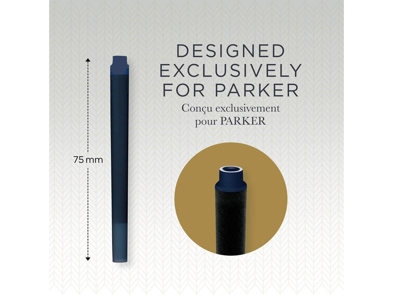 Parker Tintenpatronen für Füller | lange Patronen | blauschwarze QUINK Tinte | 5 Stück (Blister-Packung)