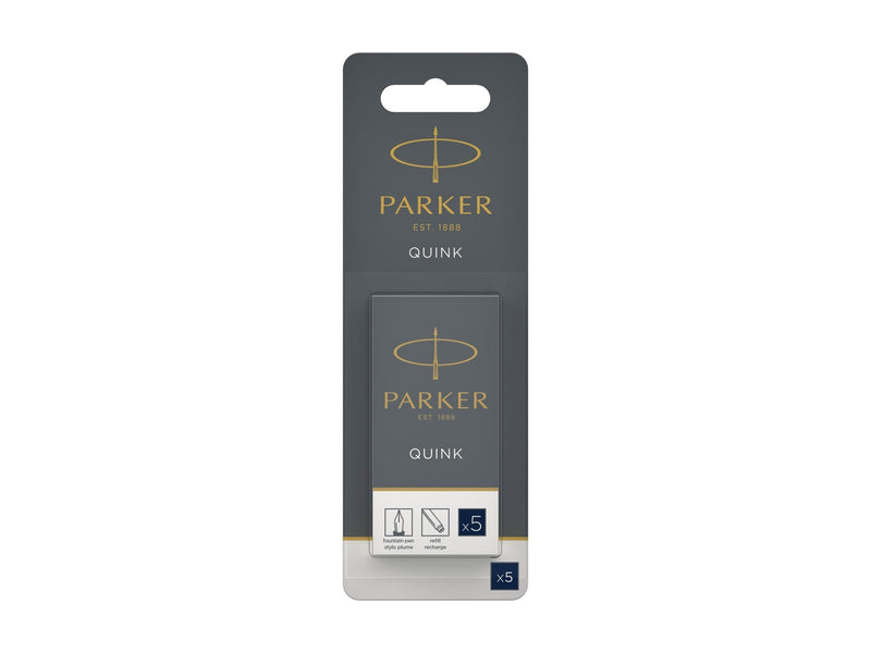 Parker Tintenpatronen für Füller | lange Patronen | blauschwarze QUINK Tinte | 5 Stück (Blister-Packung)