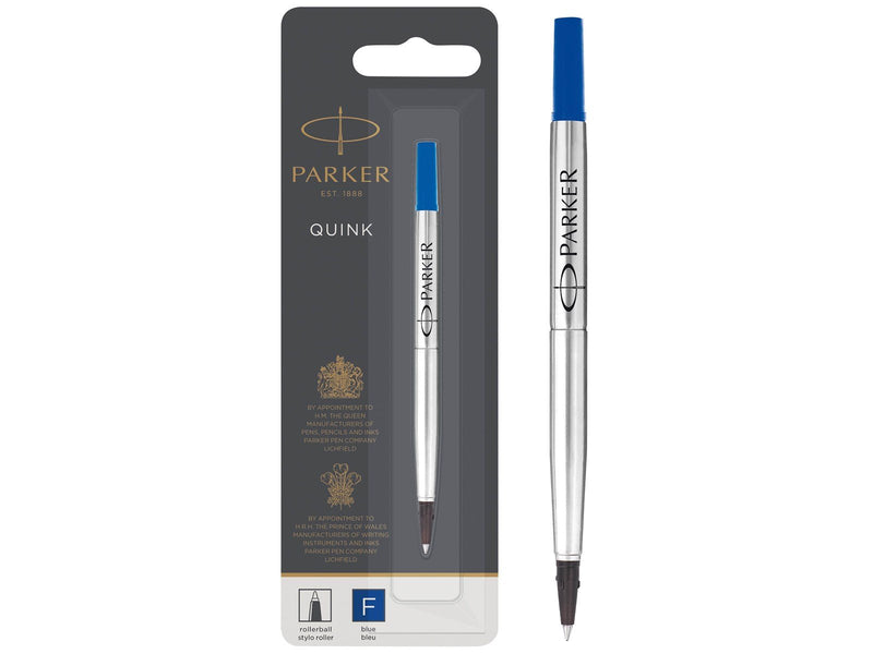 Parker Ersatzminen für Tintenroller | feine Spitze | blaue QUINK Tinte | 1 Stück
