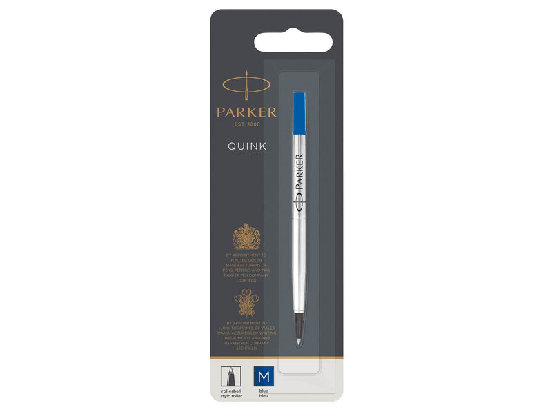 Parker Ersatzminen für Tintenroller | mittlere Spitze | blaue QUINK Tinte | 1 Stück
