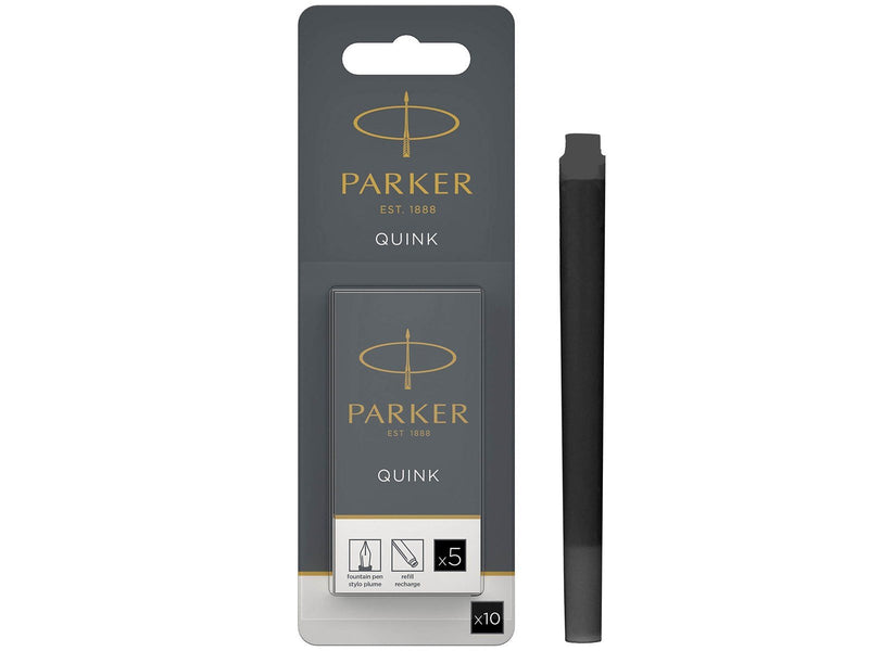 Parker Tintenpatronen für Füller | lange Patronen | schwarze QUINK Tinte | 10 Stück (Blister-Packung)