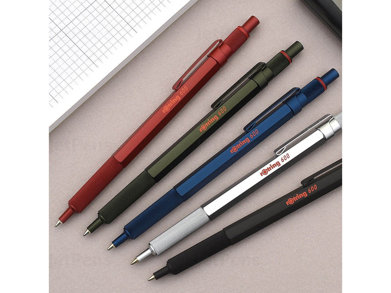 Rotring rOtring 600 Kugelschreiber | mittlere Spitze | Schwarze Tinte | silberfarbener Schaft | nachfüllbar