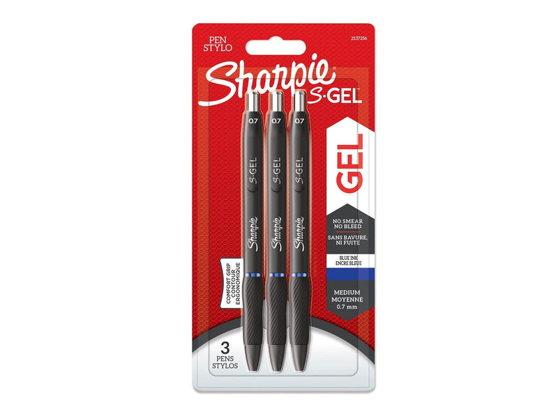 Sharpie S-Gel Gelstifte | mittlere Spitze (0,7 mm) | Gelschreiber mit blauer Tinte | 3 Stück