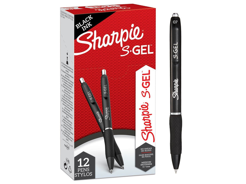 Sharpie S-Gel Gelstifte | mittlere Spitze (0,7 mm) | Gelschreiber mit schwarzer Tinte | 12 Stück