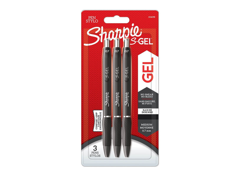 Sharpie S-Gel Gelstifte | mittlere Spitze (0,7 mm) | Gelschreiber mit schwarzer Tinte | 3 Stück