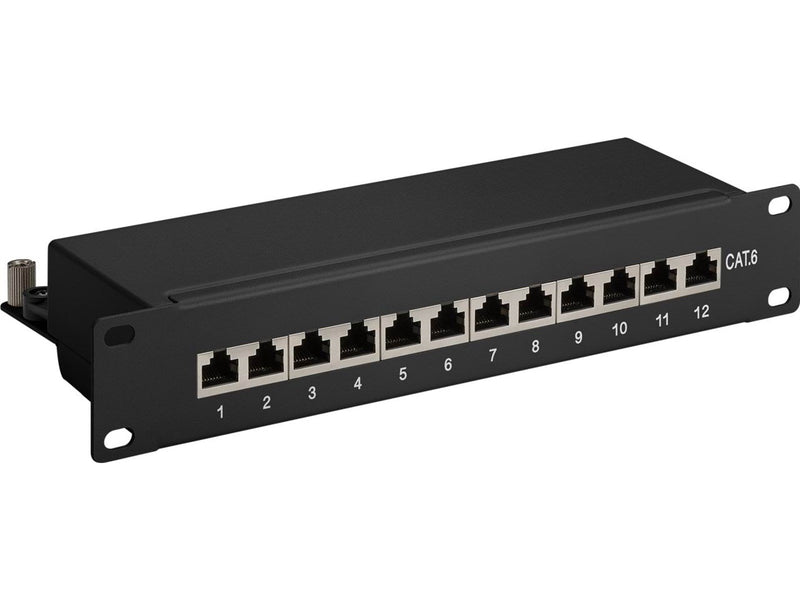 Pro CAT 6 10 inch (25.4 cm) patch panel 12 port blac - Schwarz