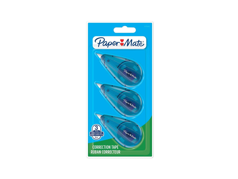 Paper Mate Flüssigpapier DryLine Mini Korrekturband | 5mm x 6m | Blau | 3 Stück
