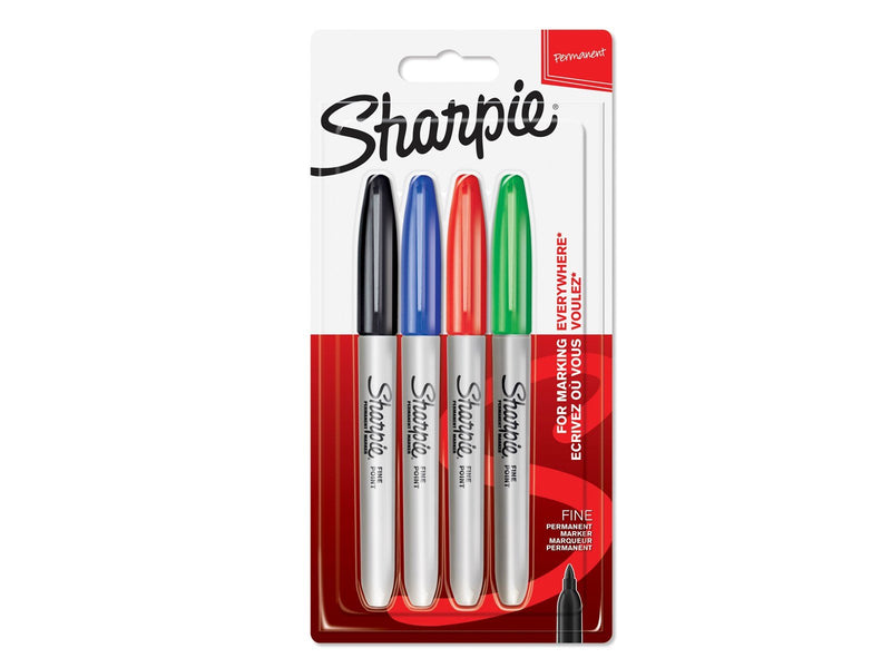Sharpie Permanent Marker | Marker Stifte mit feiner Spitze | gemischte Farben | 4 Stück