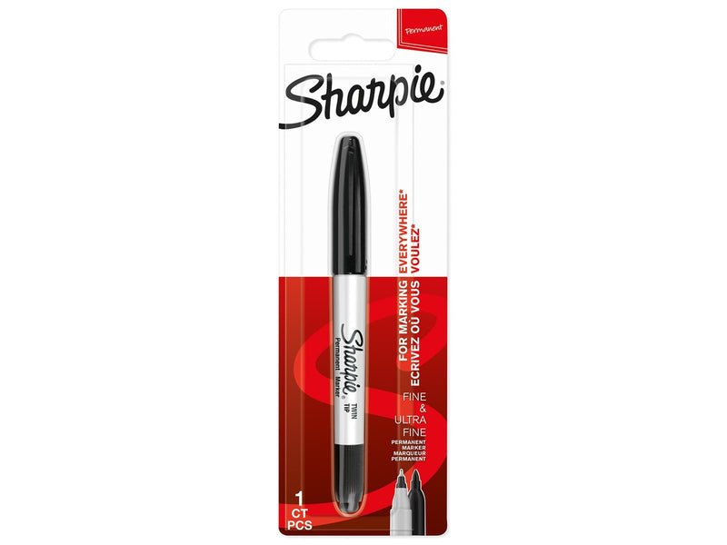 Sharpie Doppelseitiger Permanent Marker | Marker Stifte mit Doppelspitze (Fein & ultrafein) | schwarz | 1 Stück