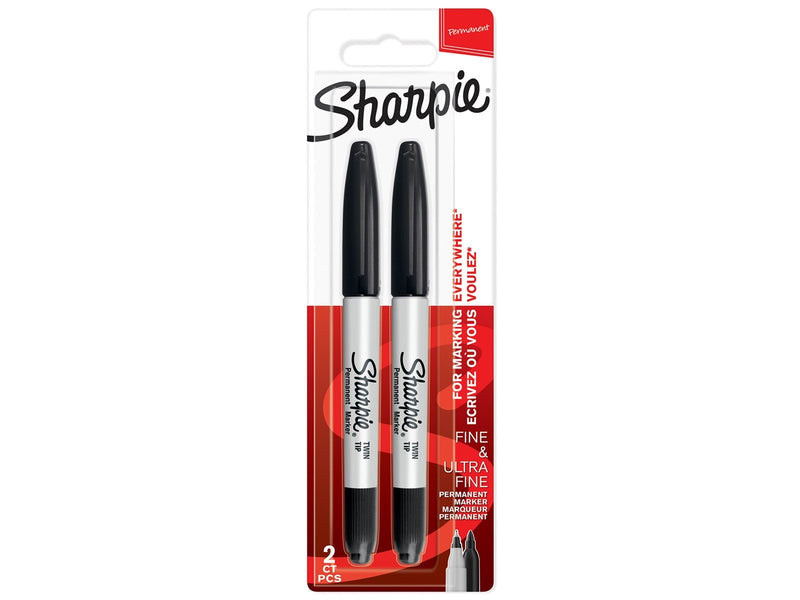 Sharpie Doppelseitiger Permanent Marker | Marker Stifte mit Doppelspitze (Fein & ultrafein) | schwarz | 2 Stück