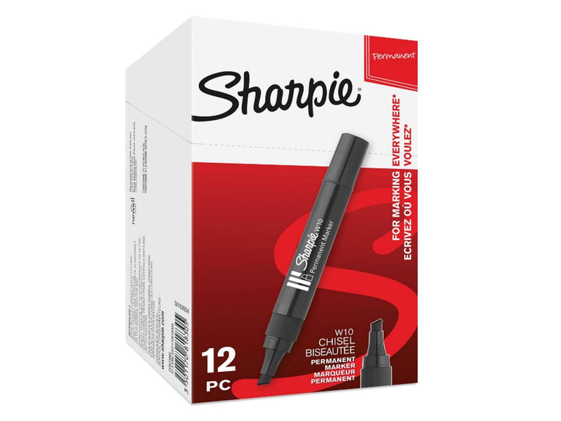 Sharpie W10 Permanentmarker | Keilspitze | schwarz | 12er Box