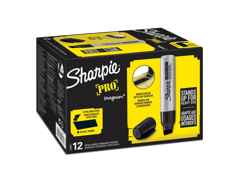 Sharpie Pro Magnum Permanentmarker, Keilspitze 9,8/14,8mm, schwarz, 12 Stück