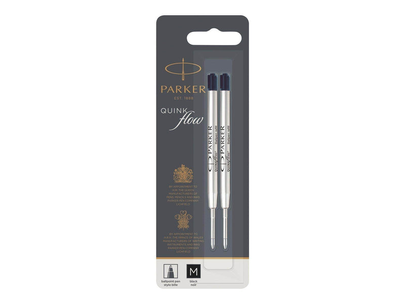 Parker Kugelschreiberminen | mittlere Spitze | schwarze QUINKflow Tinte | 2 Ersatzminen für Kugelschreiber