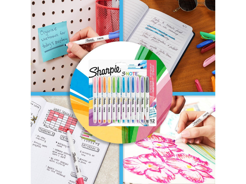 Sharpie S-Note Textmarker & Kreative Markerstifte | Schreiben, Malen, Markieren & Mehr | geschmischte Pastellfarben | 2-in-1 Kei