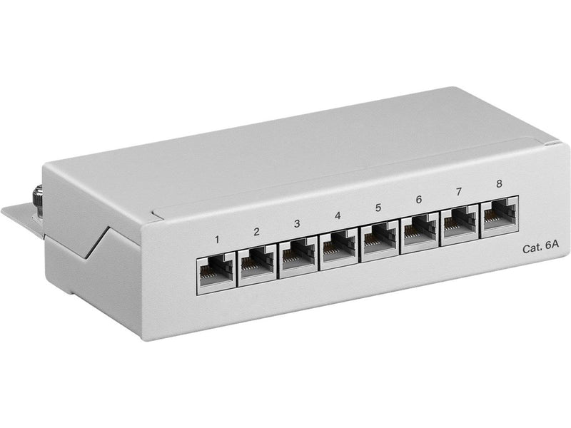 Pro CAT 6a Mini/Desktop Patch Panel 8 Port grey - ST - Grau