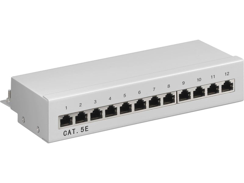 Pro CAT 5e Mini/Desktop Patch Panel 12 Port grey