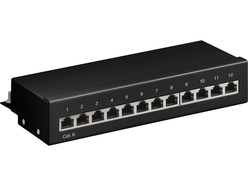 Pro CAT 6 Mini/Desktop Patch Panel 12 Port black - S - Schwarz