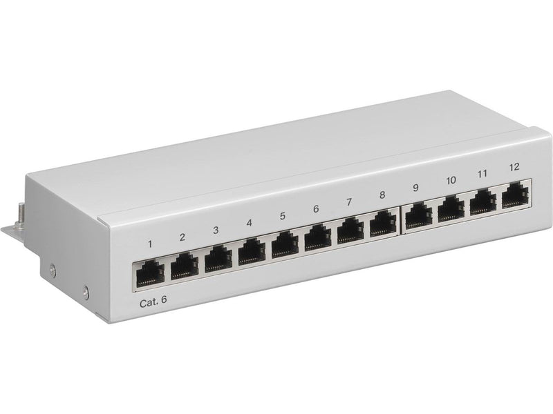 Pro CAT 6 Mini/Desktop Patch Panel 12 Port grey - Grau