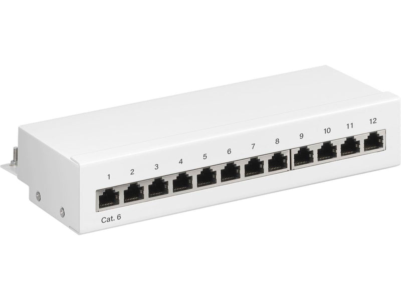 Pro CAT 6 Mini/Desktop Patch Panel 12 Port white - Weiß