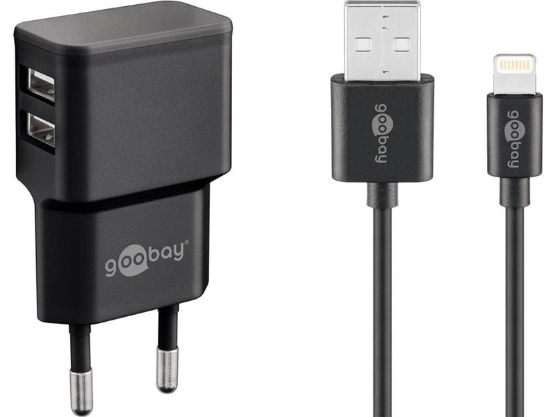 Pro Dual Apple Lightning charger set 2.4 A black 1 m