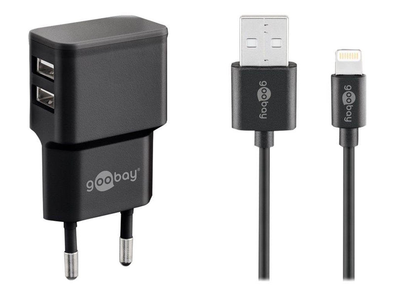 Pro Dual Apple Lightning charger set 2.4 A black 1 m
