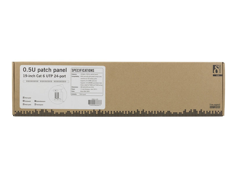 Deltaco UTP Patchpanel 24xRJ45 Cat6 Krone-termin