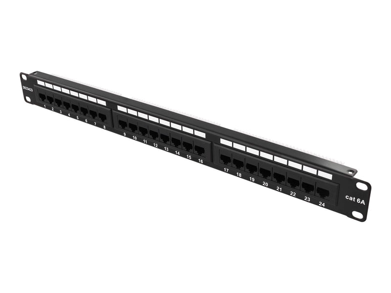 Deltaco 19" patch panel 24xRJ45 Cat6a UTP 10Gb
