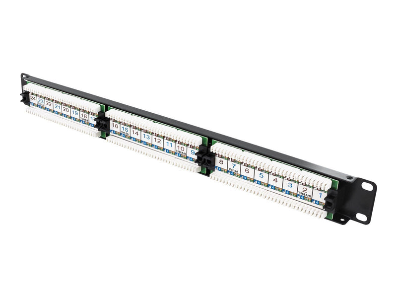 Deltaco 19" patch panel 24xRJ45 Cat6a UTP 10Gb