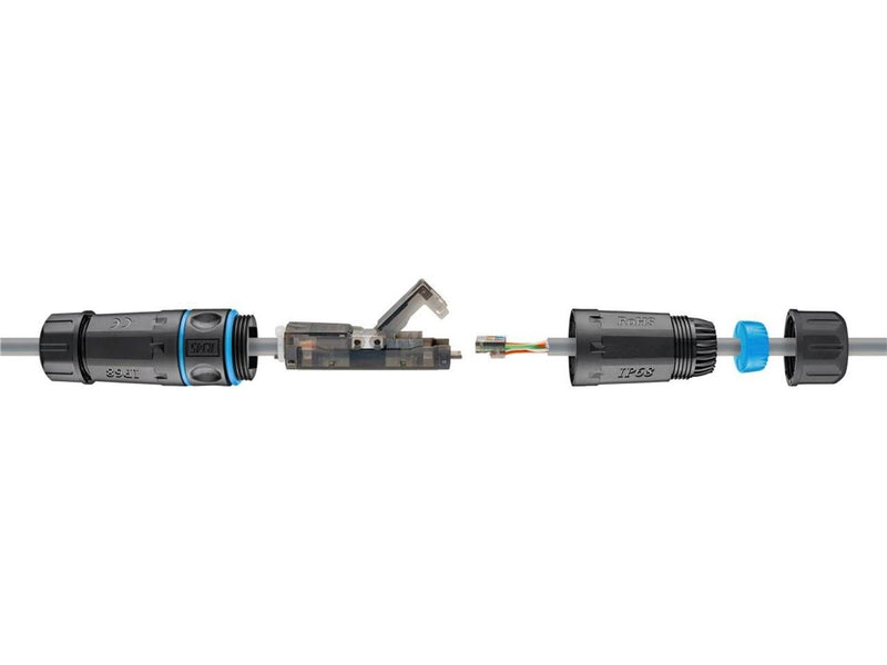 Pro Outdoor (IP68) LAN cable connector CAT 6A UTP unshielded - Schwarz
